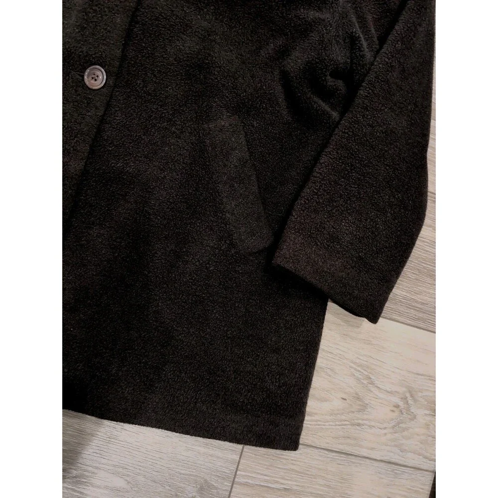 VINTAGE LL BEAN HOODED COAT WOMEN'S SIZE LARGE BROWN WOOL BLEND/FLEECE/LINED